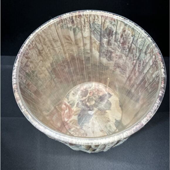 Vintage Croscill Cotswold Pleated Fabric Wastebasket Can W/ Liner & Tissue Cover - Picture 3 of 16